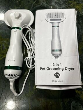 2-in-1 Pet Grooming Dryer Blower With Brush Adjustable Temperature For Dogs Cats